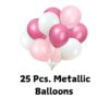 white and pink metallic balloons for big moon theme