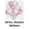 white and pink metallic balloons for kitty theme